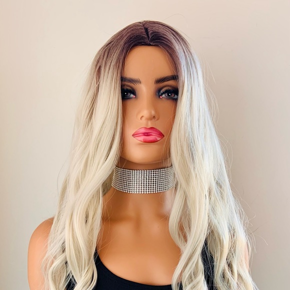 22” Ombre Platinum “Put On & Go” Premium Fiber Wig - Picture 4 of 12